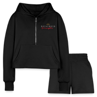 Desired Concepts Signature | Women’s Cropped Hoodie & Jogger Short Set - black