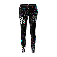 Black Confetti Women's Leggings (Front view illustration)